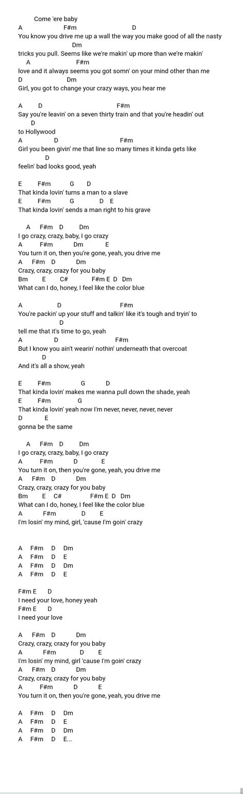 Crazy Aerosmith Lyrics And Chords - Crazy Loe