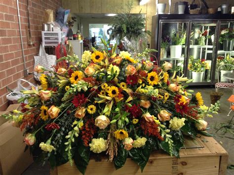 Fall casket piece | Funeral floral, Casket sprays, Funeral flowers