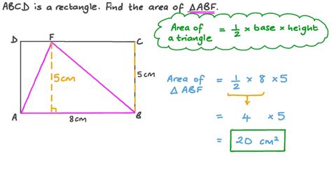 Question Video: Finding the Area of a Triangle in a Given Rectangle | Nagwa