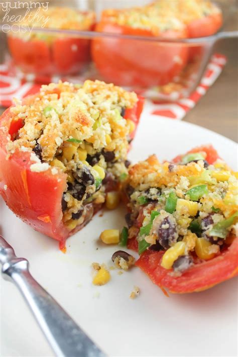 Baked Stuffed Tomatoes - Yummy Healthy Easy