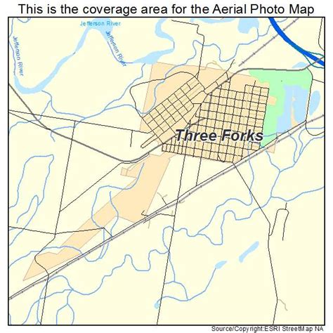 Aerial Photography Map of Three Forks, MT Montana