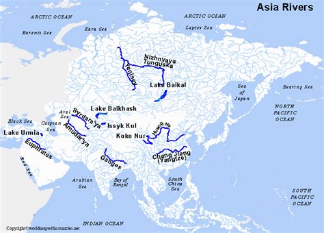 4 Labeled Asia River Maps for Free