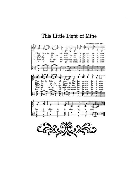 This Little Light of Mine Hymn Digital Sheet Music Home Decor ...