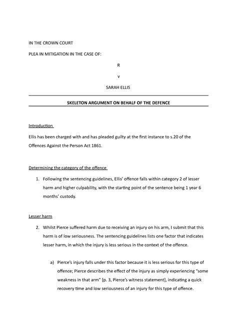 PLEA IN Mitigation Example - IN THE CROWN COURT PLEA IN MITIGATION IN ...