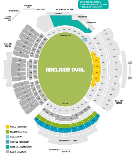 Adelaide Oval Stadium Seating Map 2024 with Rows, Parking Map, Tickets ...