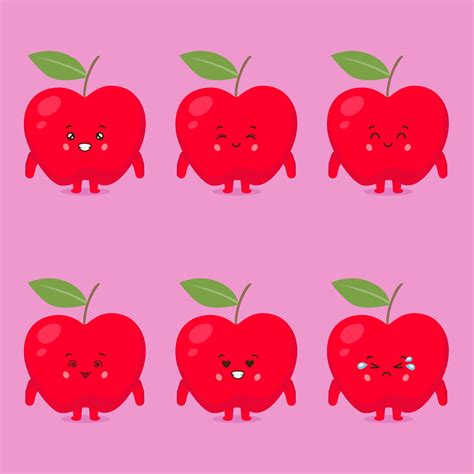 Cute Apple Characters With Various Expression 2717463 Vector Art at ...