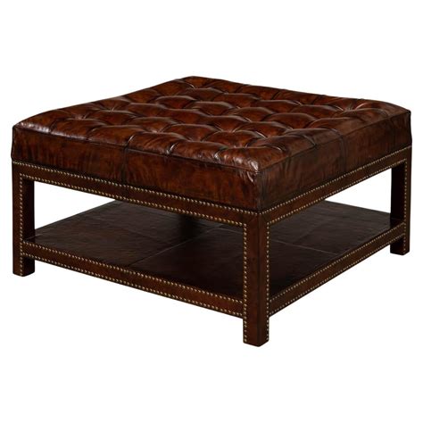 Tufted Leather Ottoman Coffee Table, England For Sale at 1stDibs