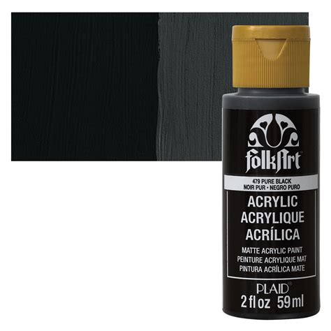 FolkArt Matte Acrylic Paint - Pure Black, 2 oz, Bottle | BLICK Art ...