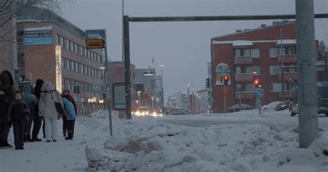 Rovaniemi view in winter evening, Finland 28800400 Stock Video at Vecteezy