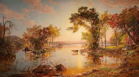 Jasper Francis Cropsey - Autumn Landscape with Cattle For Sale at 1stDibs