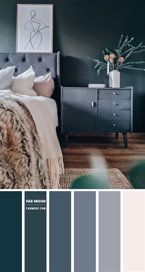 Charcoal and Blue Grey Bedroom Color Scheme | Bedroom Color Palette