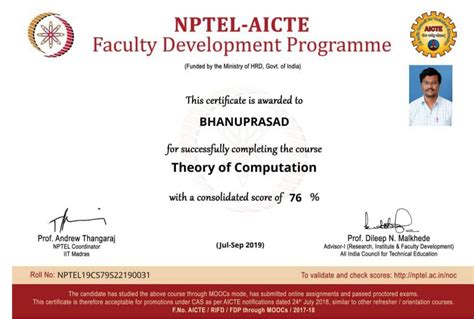 NPTEL-Certificates - Vaagdevi College of Engineering