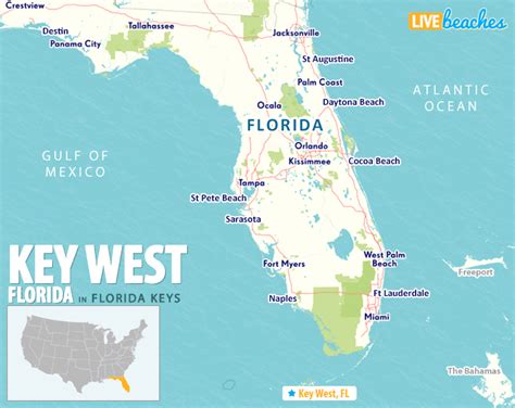 Map of Key West, Florida - Live Beaches