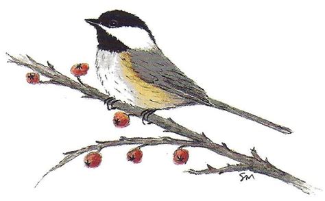 Bird paintings on canvas, Chickadee art, Winter drawings