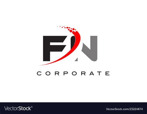 Fn modern letter logo design with swoosh Vector Image