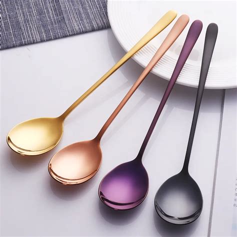 4pcs/set Korean Spoons Stainless Steel Home Restaurant Large Ladle ...