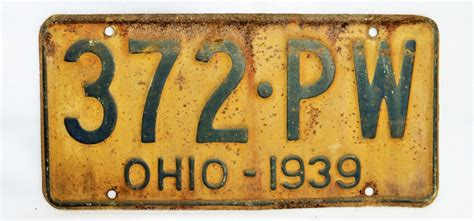 Vintage 1939 License Plate Ohio State Hot Rod Muscle Car Historical ...