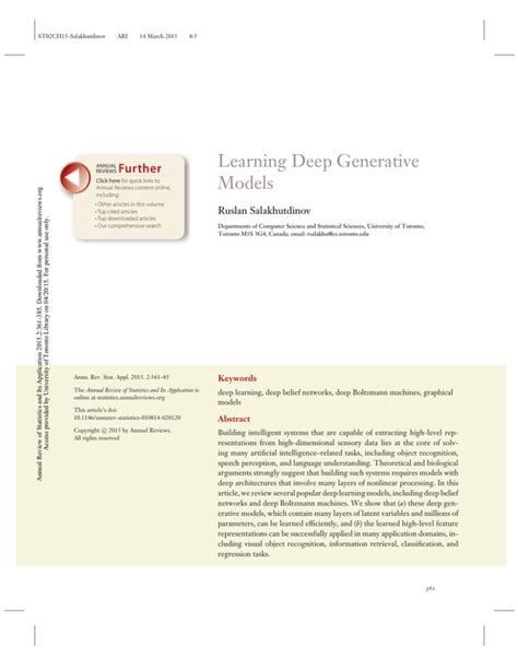 Learning Deep Generative Models