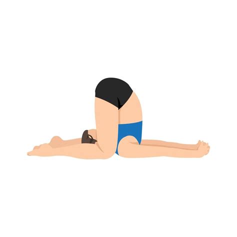 Young woman Ear Pressure Pose, Halasana Variation Knees to Floor, Deaf ...