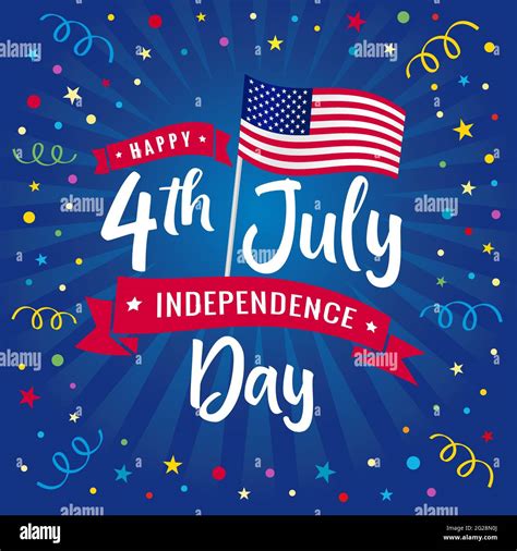 4th of July, Happy Independence day USA blue beams greeting card ...