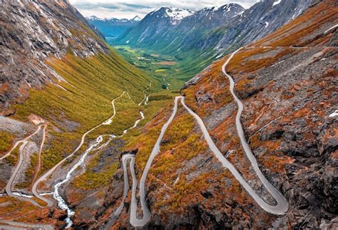 Premium Photo | Serpentine road in the norwegian mountains. famous ...