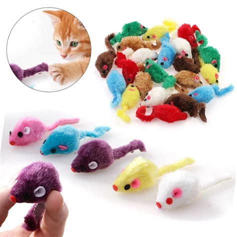 Mayitr 24PCS Pet Cat Mice Shape Toy Furry Kitten Funny Playing Toys ...