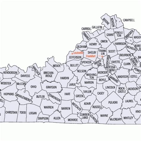 Printable Kentucky County Map