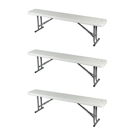 Folding Bench 3 Foot Plastic White Resin With Steel Frames Lightweight ...