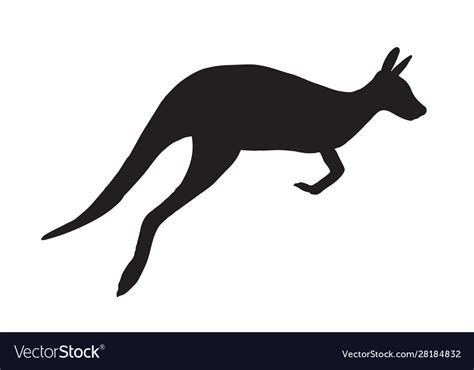 Black kangaroo silhouette Royalty Free Vector Image