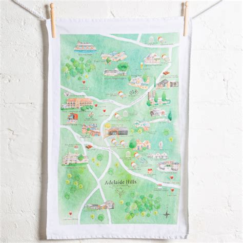 Adelaide Hills Wine Region Map Tea Towel 1.0 – Palatable Tea Towels