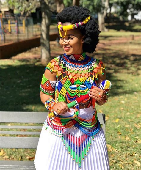 Clipkulture | Noxy Zondi In Beautiful White Zulu Skirt and Colourful ...