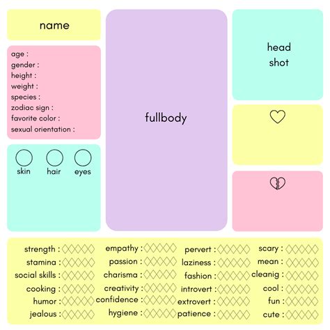 Oc Profile Template - Printable Word Searches