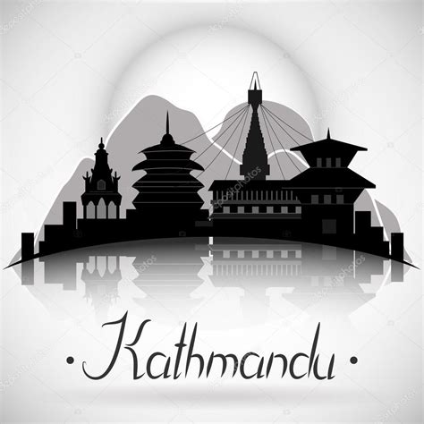 Kathmandu Nepal city skyline with reflection. Stock Vector Image by ...