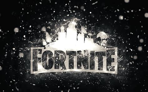 Fortnite white logo, white neon lights, creative, black abstract ...