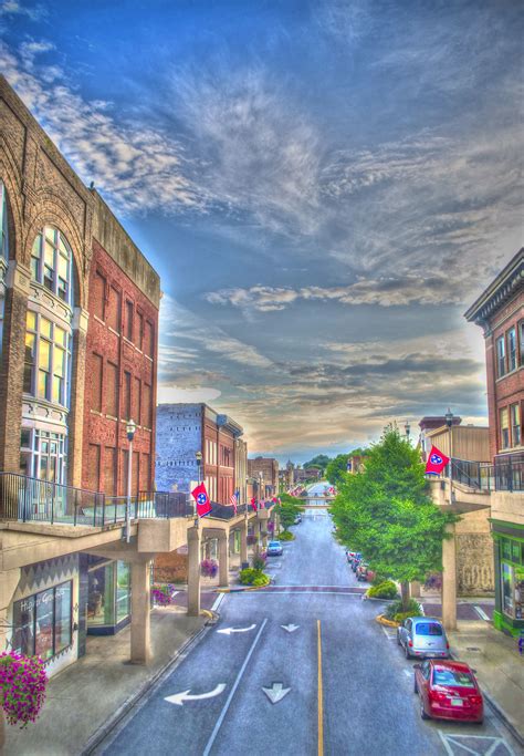 Historic Main Street featuring the only overhead sidewalks in America ...