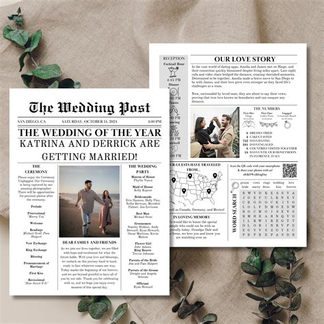 Newspaper Wedding Program Template Wedding Newspaper - Etsy