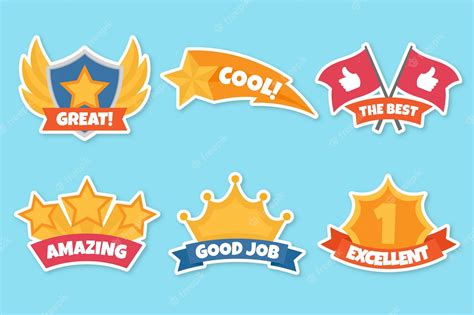 Premium Vector | Flat great job stickers set