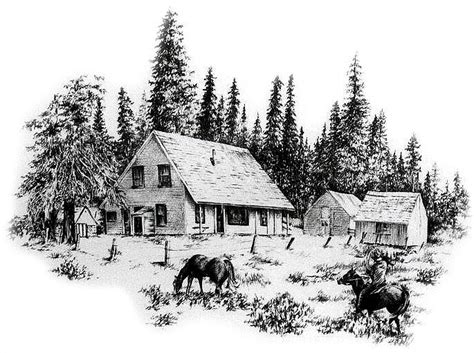 Van Vleck Ranch Drawing by Jonni Hill