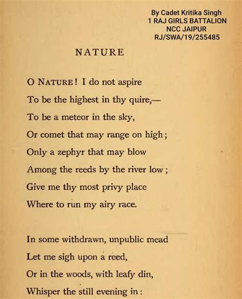 Poem on Nature – India NCC