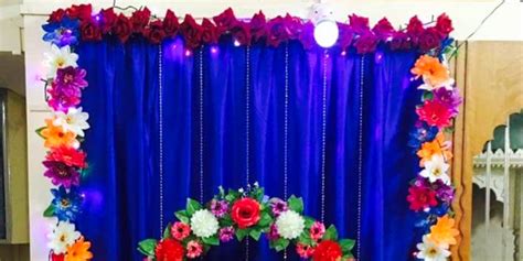 Ganpati Colourful Floral Setup Decor | Ganesh Chaturthi Decoration in ...