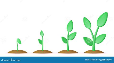 3d Sprouts. Phases Plant Growing Stock Illustration - Illustration of ...