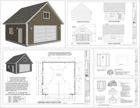 #G514 24 x 24 x 9 Loft Garage Plans in PDF and DWG | Garage design ...