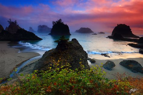 B176 Sunset from Secret Beach, Oregon Coast | Randall J Hodges Photography