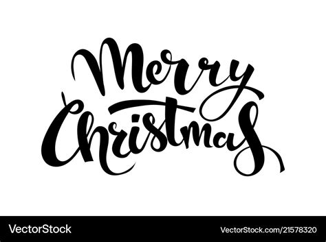 Merry christmas handwritten lettering black text Vector Image