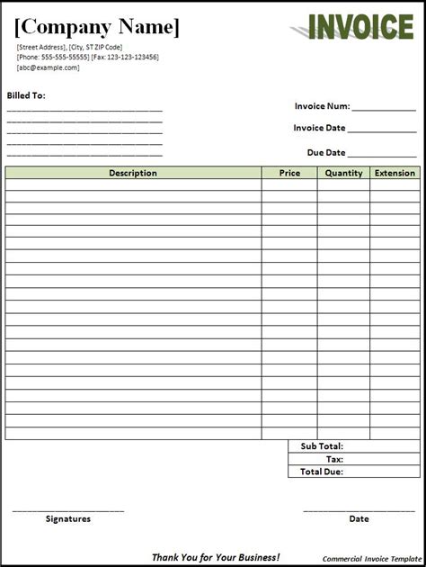 Free Printable Invoice Templates Word