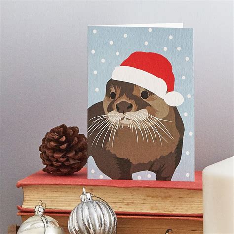 Christmas Otter - Otter in Christmas santa Hat - FREE UK DELIVERY