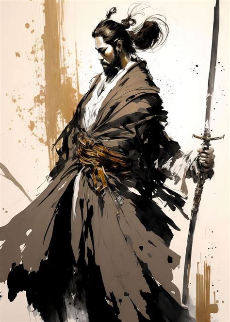 'Old Samurai Warrior' Poster, picture, metal print, paint by Stephen ...