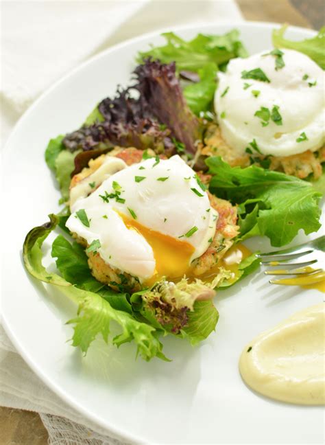 Crab Cake Benedict with Almond-Mustard Sauce