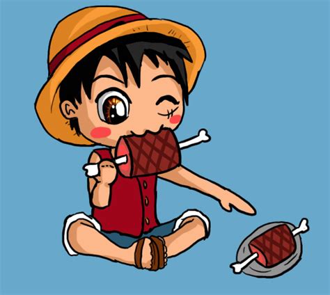 Luffy and his Meat by IcyPanther1 on DeviantArt