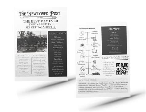 Newspaper Wedding Program Template Editable Wedding - Etsy